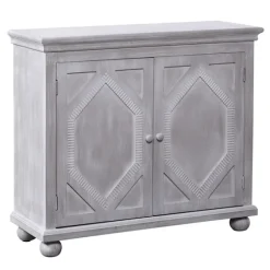 Whitewashed Gray Wood Hexagonal Door Cabinet-Kirkland's Home Clearance