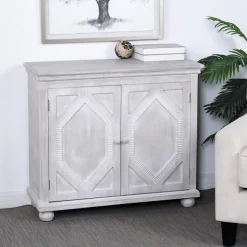 Whitewashed Gray Wood Hexagonal Door Cabinet-Kirkland's Home Clearance