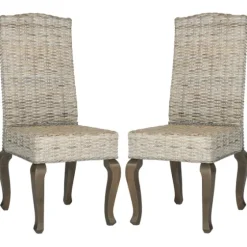 Whitewashed Kubu Rattan Dining Chairs, Set Of 2-Kirkland's Home Flash Sale