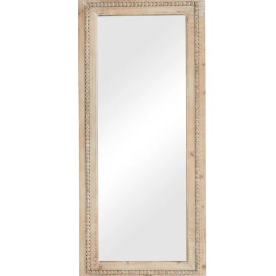 Whitewashed Natural Beaded Wood Wall Mirror-Kirkland's Home Cheap