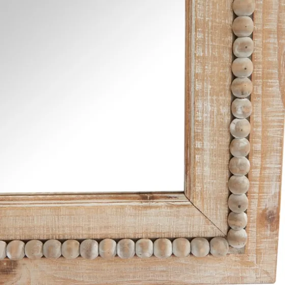 Whitewashed Natural Beaded Wood Wall Mirror-Kirkland's Home Cheap
