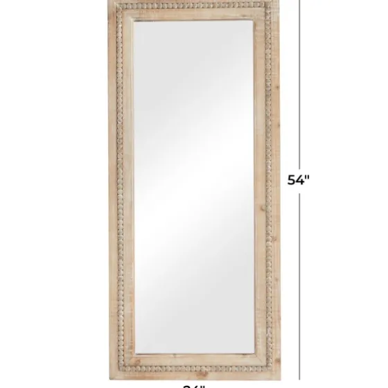 Whitewashed Natural Beaded Wood Wall Mirror-Kirkland's Home Cheap