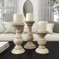 Whitewashed Rustic 3-Pc. Candle Holder Set-Kirkland's Home New