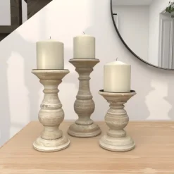 Whitewashed Rustic 3-Pc. Candle Holder Set-Kirkland's Home New