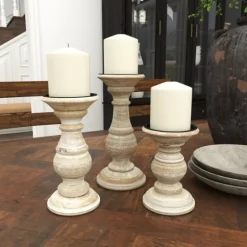 Whitewashed Rustic 3-Pc. Candle Holder Set-Kirkland's Home New