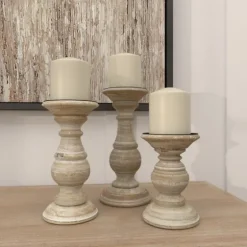 Whitewashed Rustic 3-Pc. Candle Holder Set-Kirkland's Home New
