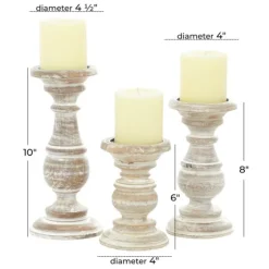 Whitewashed Rustic 3-Pc. Candle Holder Set-Kirkland's Home New