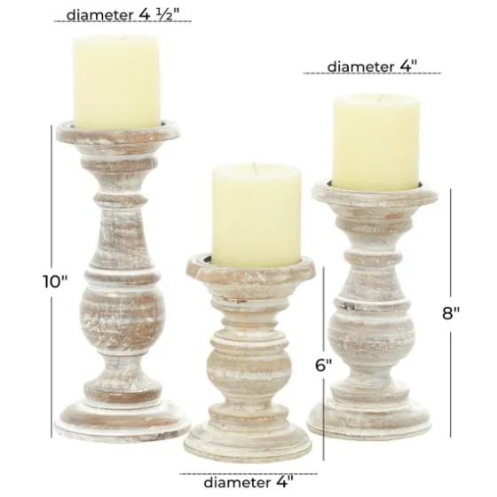 Whitewashed Rustic 3-Pc. Candle Holder Set-Kirkland's Home New