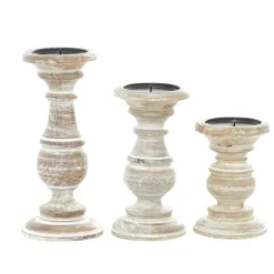 Whitewashed Rustic 3-Pc. Candle Holder Set-Kirkland's Home New