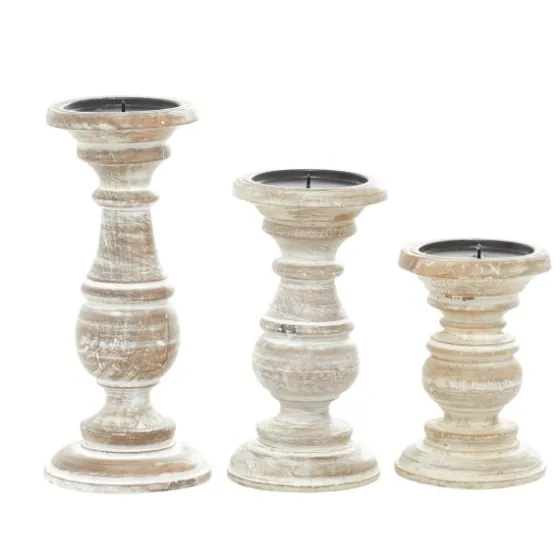 Whitewashed Rustic 3-Pc. Candle Holder Set-Kirkland's Home New