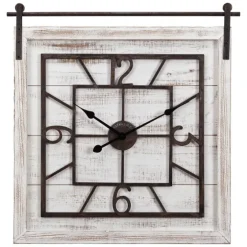 Whitewashed Sliding Barn Door Wall Clock-Kirkland's Home Discount