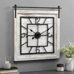 Whitewashed Sliding Barn Door Wall Clock-Kirkland's Home Discount