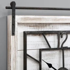 Whitewashed Sliding Barn Door Wall Clock-Kirkland's Home Discount