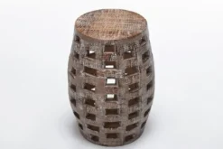 Whitewashed Wood Barrel Patterned Side Table-Kirkland's Home Cheap