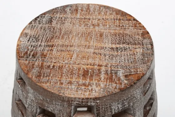 Whitewashed Wood Barrel Patterned Side Table-Kirkland's Home Cheap