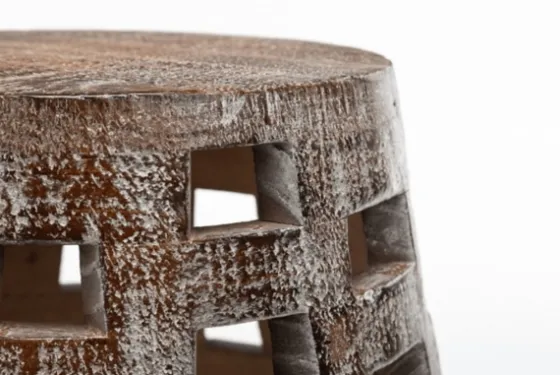 Whitewashed Wood Barrel Patterned Side Table-Kirkland's Home Cheap
