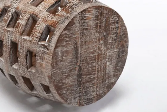 Whitewashed Wood Barrel Patterned Side Table-Kirkland's Home Cheap