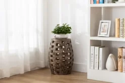 Whitewashed Wood Barrel Patterned Side Table-Kirkland's Home Cheap