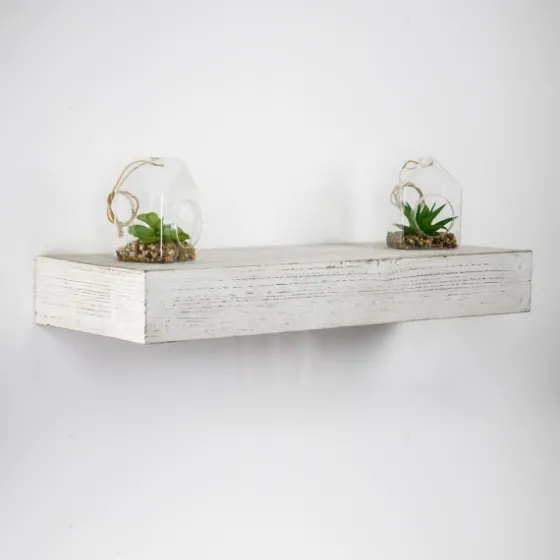 Whitewashed Wood Floating Shelf, 24 In.-Kirkland's Home Outlet