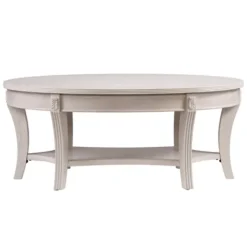 Whitewashed Wood Oval Coffee Table With Shelf-Kirkland's Home Fashion