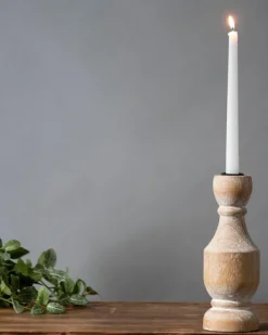 Whitewashed Wood Taper Candle Holder, 9 In.-Kirkland's Home Discount