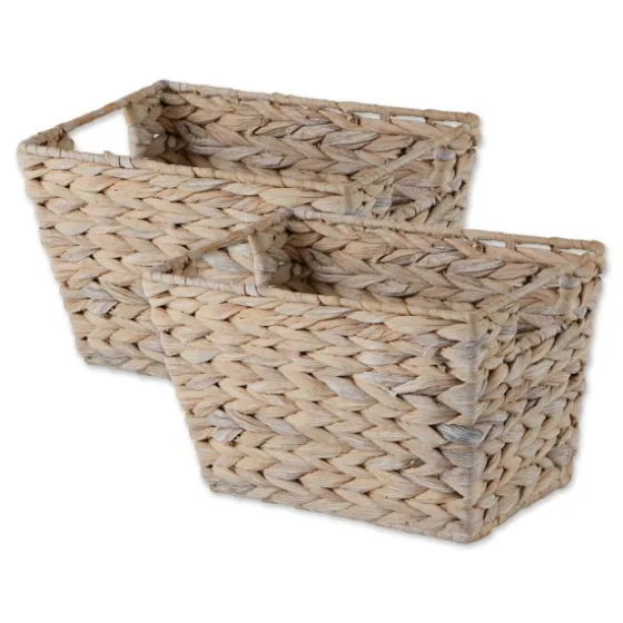 Whitewashed Woven Water Hyacinth Baskets, Set Of 2-Kirkland's Home Hot