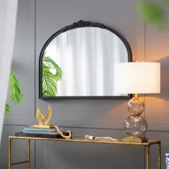 Wide Arch Black Floral Scroll Mirror-Kirkland's Home Discount