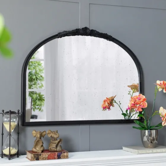 Wide Arch Black Floral Scroll Mirror-Kirkland's Home Discount
