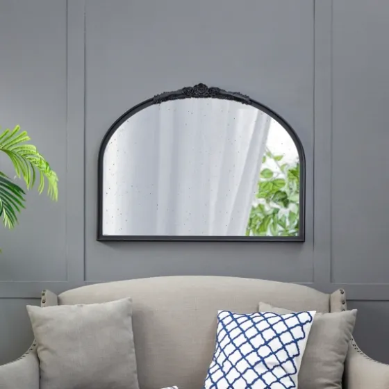 Wide Arch Black Floral Scroll Mirror-Kirkland's Home Discount