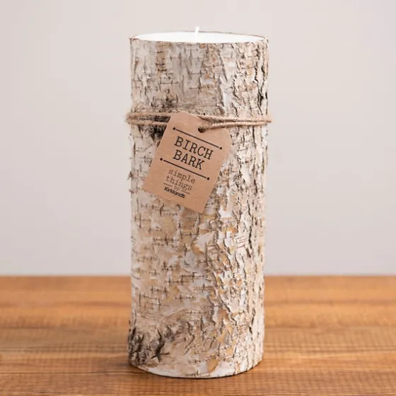 Wide Birch Bark Pillar Candle, 10 In.-Kirkland's Home Fashion