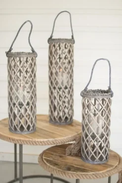 Willow Lanterns With Glass Pillars, Set Of 3-Kirkland's Home Hot