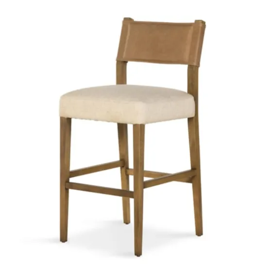 Winchester Tan Upholstered Wood Bar Stool-Kirkland's Home Sale