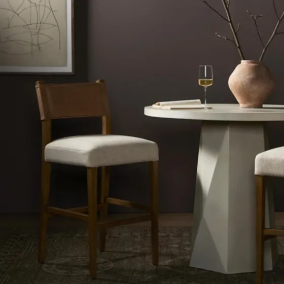 Winchester Tan Upholstered Wood Bar Stool-Kirkland's Home Sale
