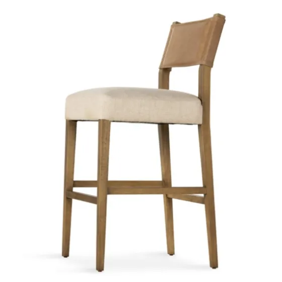 Winchester Tan Upholstered Wood Bar Stool-Kirkland's Home Sale