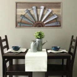 Windmill On Wood Panel Framed Wall Plaque-Kirkland's Home New
