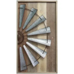Windmill On Wood Panel Framed Wall Plaque-Kirkland's Home New