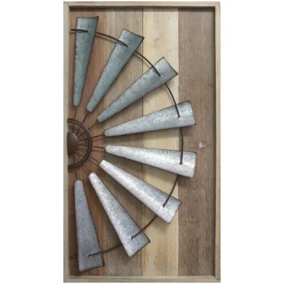Windmill On Wood Panel Framed Wall Plaque-Kirkland's Home New