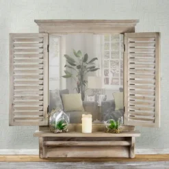 Window Shutter Mirror With Shelf And Towel Rod-Kirkland's Home Best