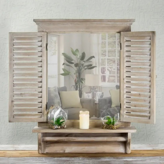 Window Shutter Mirror With Shelf And Towel Rod-Kirkland's Home Best