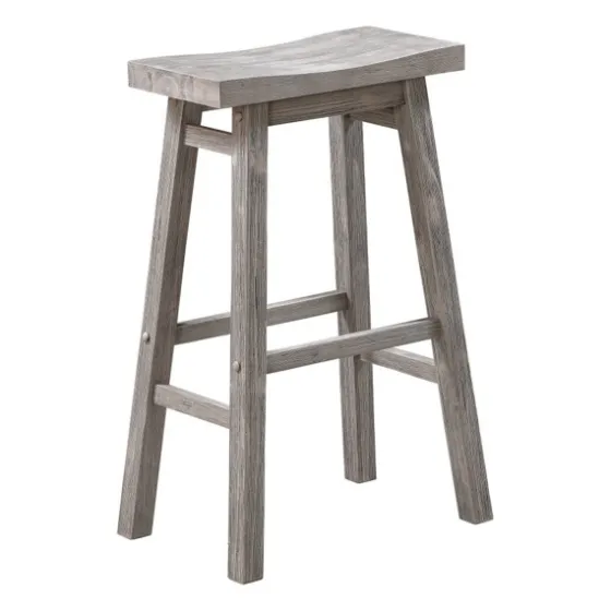 Wire Brushed Saddle Wood Bar Stool-Kirkland's Home Fashion
