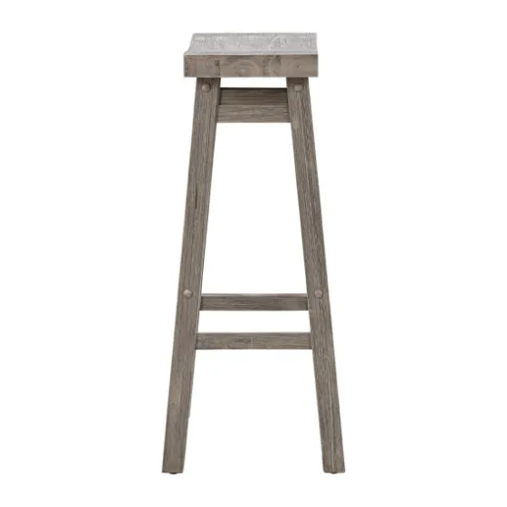 Wire Brushed Saddle Wood Bar Stool-Kirkland's Home Fashion