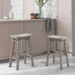 Wire Brushed Saddle Wood Bar Stool-Kirkland's Home Fashion