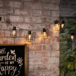 Wire Round Cage Solar Outdoor String Lights-Kirkland's Home Store