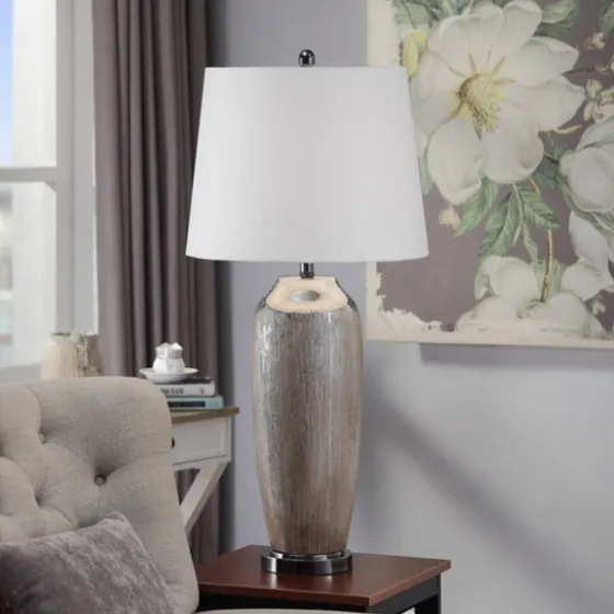 Wire-Brushed Silver And Brown Column Table Lamp-Kirkland's Home Hot