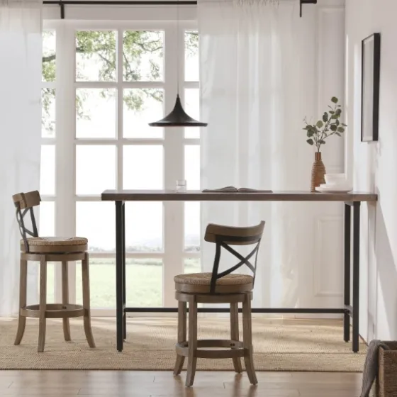 Wirebrushed Wheat Woven Swivel Bar Stool-Kirkland's Home Flash Sale