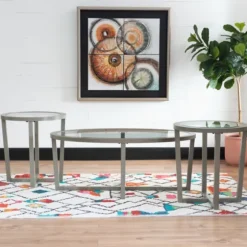 Wood & Glass Top 3-Pc. Table Set-Kirkland's Home Cheap
