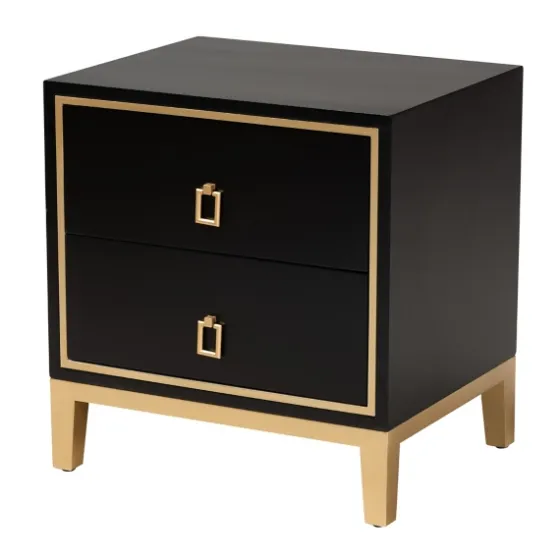 Wood & Gold Accent 2-Drawer Nightstand-Kirkland's Home Clearance