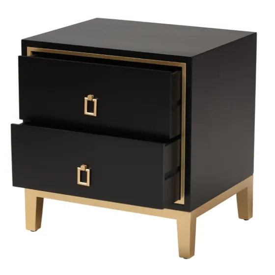 Wood & Gold Accent 2-Drawer Nightstand-Kirkland's Home Clearance