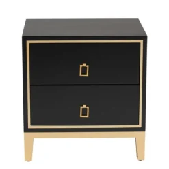 Wood & Gold Accent 2-Drawer Nightstand-Kirkland's Home Clearance
