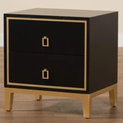 Wood & Gold Accent 2-Drawer Nightstand-Kirkland's Home Clearance